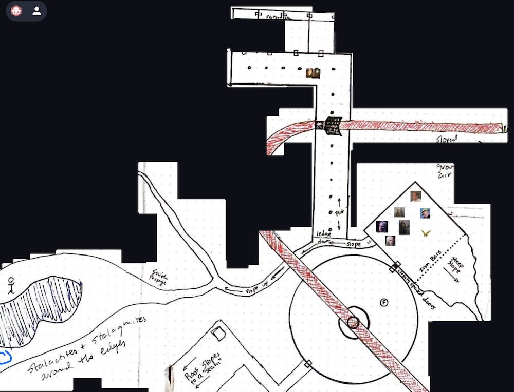 Map of most of second dungon level under the volcano